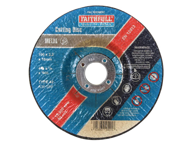Depressed Centre Metal Cut Off Disc 100 x 3.2 x 16mm FAI1003MDC