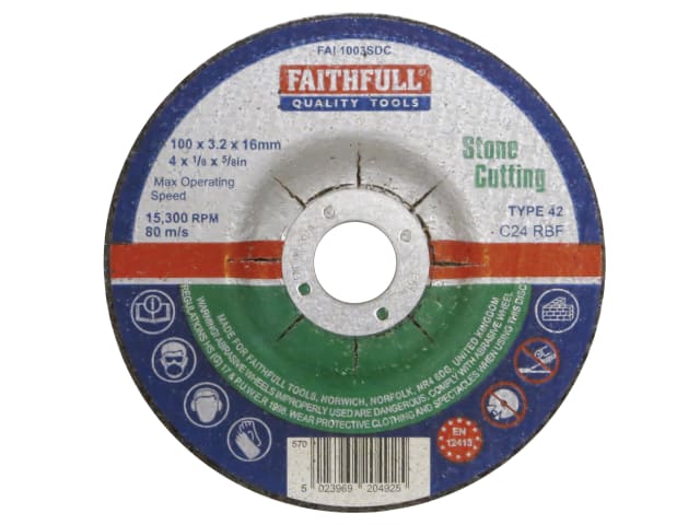 Depressed Centre Stone Cut Off Disc 100 x 3.2 x 16mm FAI1003SDC