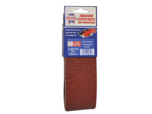 Cloth Sanding Belt 533 x 75mm Coarse (Pack 3) FAIAB75533C - Image 2