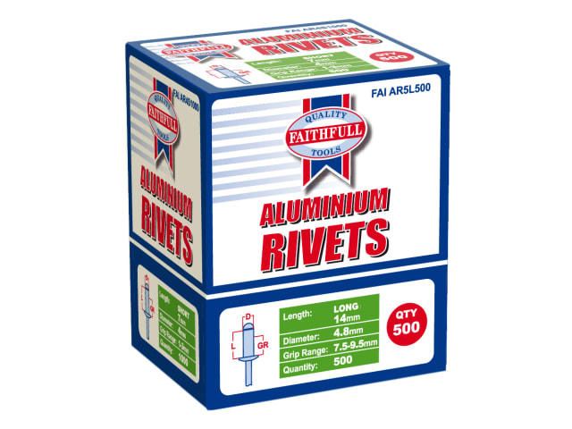 Aluminium Rivets 4.8 x 14mm Long Bulk Pack of 500 FAIAR5L500