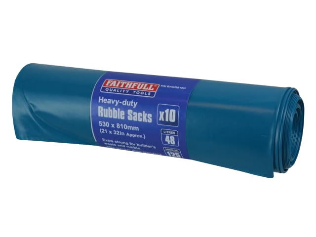 Blue Heavy-Duty Rubble Sacks (Roll 10) FAIBAGRS10H