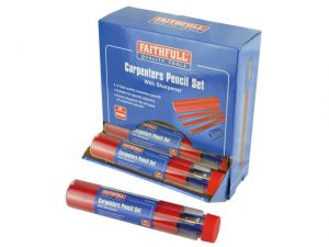 Carpenters Pencils Red (12 x Tubes of 12 + Sharpener) FAICPDISP