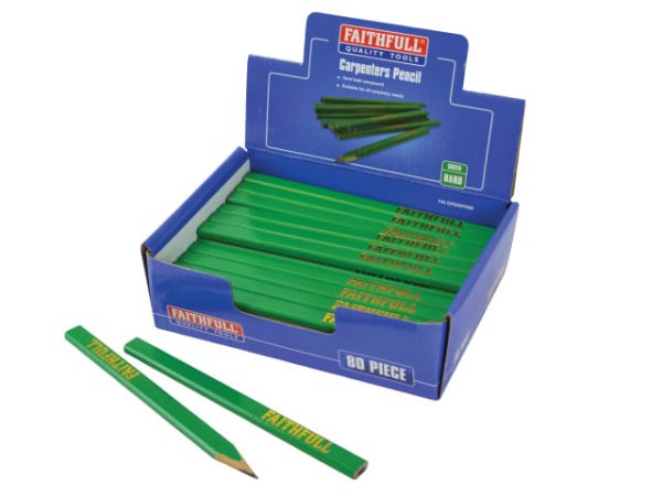 Carpenter's Pencils - Green / Hard (Display 80) FAICPDISPG80