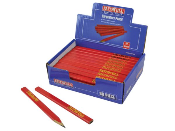 Carpenter's Pencils - Red / Medium (Display 80) FAICPDISPR80