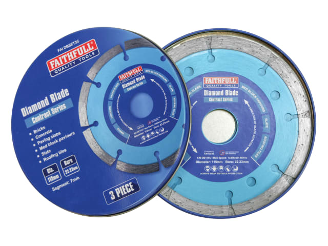 Contract Diamond Blades 115 x 22.2mm (Pack 3) FAIDBSET3C - Image 3