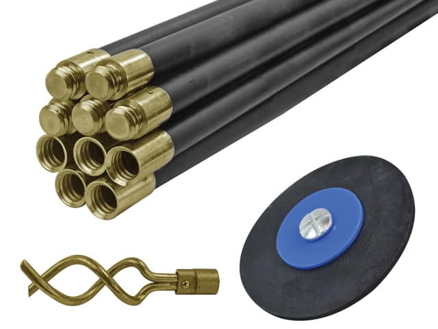 Universal Drain Clean Set (10 x Rods Plunger & Worm) FAIDRSET12