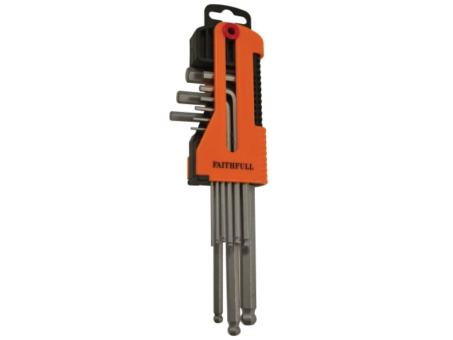 Long Arm Ball End Hex Key Set - 9 Piece (1.5-10mm) FAIHKS9MBLA - Image 2