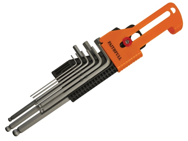 Long Arm Ball End Hex Key Set - 9 Piece (1.5-10mm) FAIHKS9MBLA - Image 3