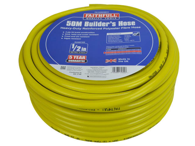 Heavy-Duty Reinforced Builder's Hose 50m 12.5mm (1/2in) Diameter FAIHOSE50B12 - Image 2