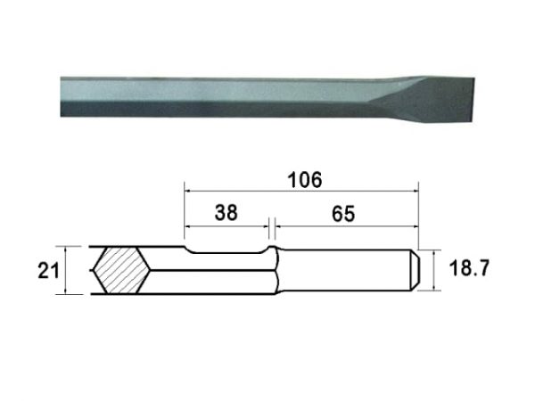 Kango Shank Chisel 25 x 450mm (914119) FAIKAGC450
