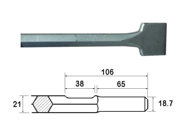 Kango Shank Straight Scaling Chisel 75 x 300mm FAIKAGSC75