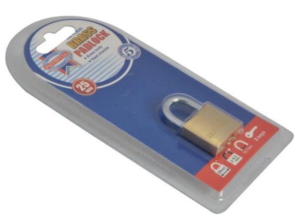 Brass Padlock 25mm 3 Keys FAIPLB25 - Image 3