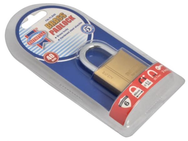 Brass Padlock 40mm 3 Keys FAIPLB40 - Image 2