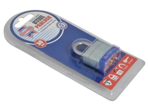 Laminated Steel Padlock 30mm 3 Keys FAIPLLAM30 - Image 4