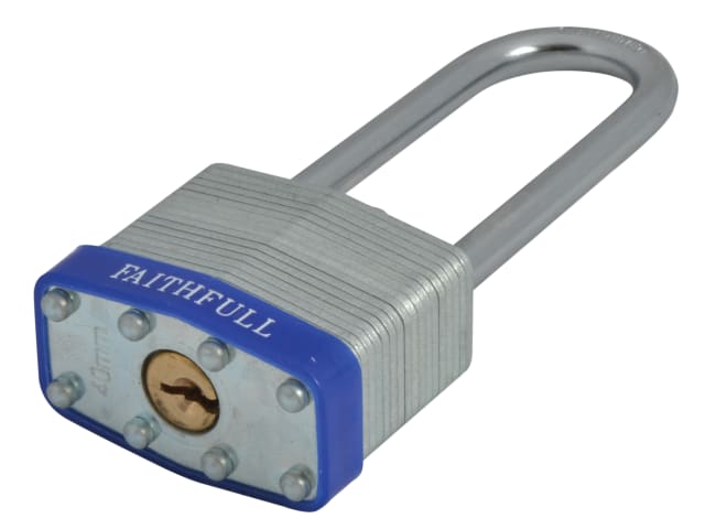 Laminated Steel Padlock 40mm Long Shackle 3 Keys FAIPLLAM40LS - Image 3