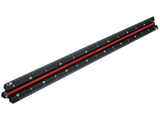 Prestige Tri-Scale Engineer Rule Black Aluminium 300mm FAIRULETECNC