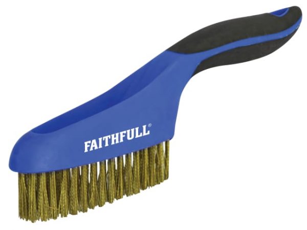 Scratch Brush Soft Grip 4 x 16 Row Brass FAISB164SB