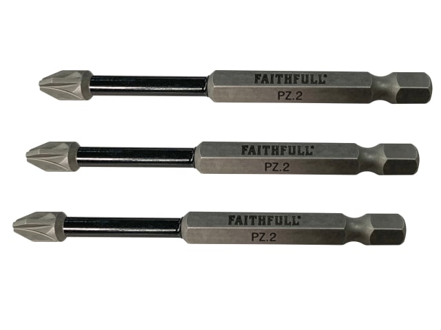 Pozidriv Impact Screwdriver Bits PZ2 x 75mm (Pack 3) FAISBPZ275IM