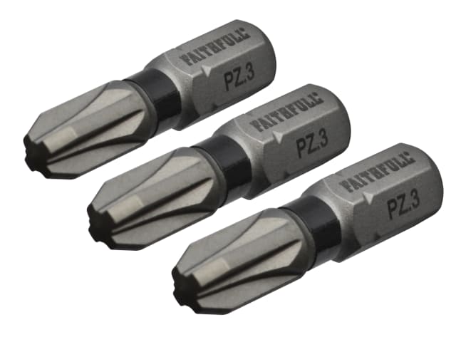Pozi Impact Screwdriver Bits PZ3 x 25mm (Pack 3) FAISBPZ325IM