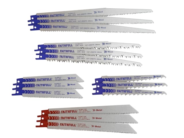 Sabre Saw Blade Set - 15 Piece FAISBSSET15M