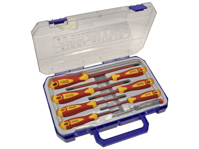 VDE Soft Grip Screwdriver Set (Case) - 8 Piece SL/PZ/PH/Tester FAISDVDESET8