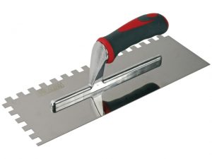Notched Trowel Serrated 10mm Stainless Steel Soft Grip Handle 13 x 4.1/2in FAISGTNOT10S