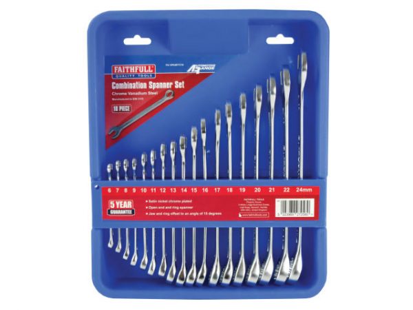 Chrome Vanadium Combination Spanner Set -  18 Piece FAISPASETC18