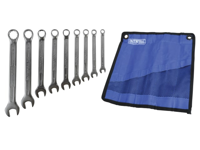 Faithfull Combination Spanner Set with Roll - 9 Piece FAISPASETC9R