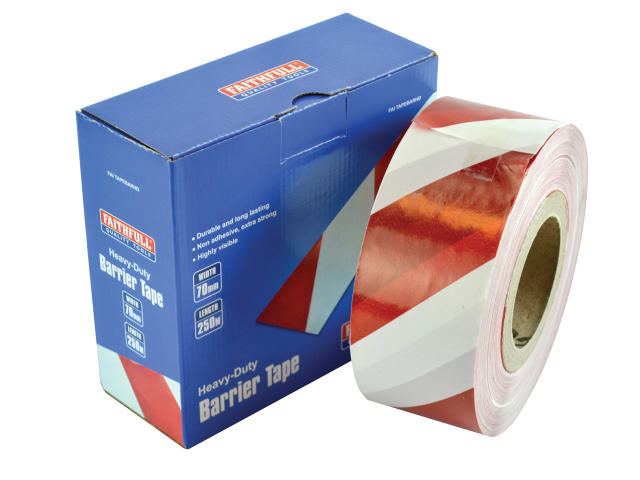 Heavy-Duty Barrier Tape Red & White 70mm x 250m FAITAPEBARHD - Image 2