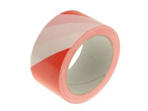 Professional Self-Adhesive Hazard Tape Red/White 50mm x 33m FAITAPEHAZRW