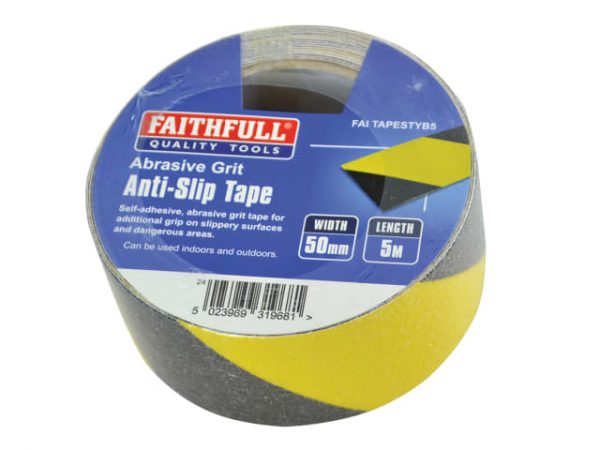 Anti-Slip Tape 50mm x 5m Black & Yellow Hazard FAITAPESTYB5 - Image 2