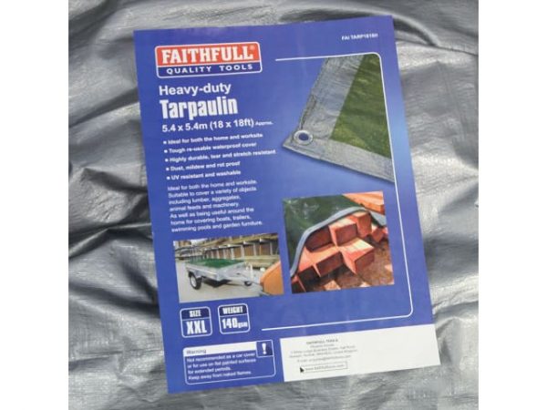 Tarpaulin Green / Silver 5.4 x 3.6m (18 x 12ft) 80gsm FAITARP1812 - Image 4