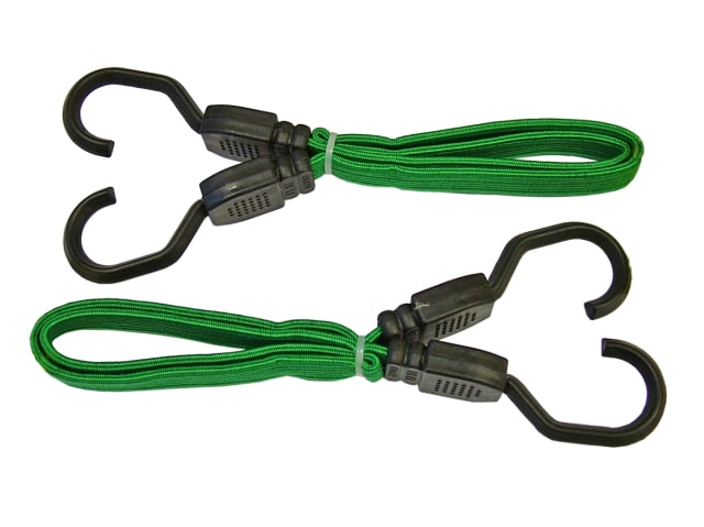 Flat Bungee Cord 60cm (24in) Green 2 Piece FAITDBUNG24