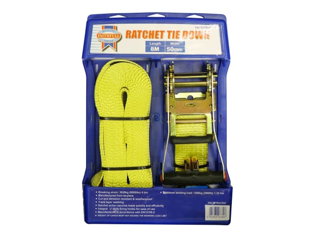 Ratchet Tie-Down 8m x 50mm Trucker Breaking Strain 4000kg FAITDTRUCK82 - Image 2