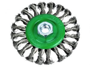 Flat Twist Knot Wire Brush 115 x 12mm M14x2 Bore -  0.35mm Stainless Steel Wire FAIWBCT115S
