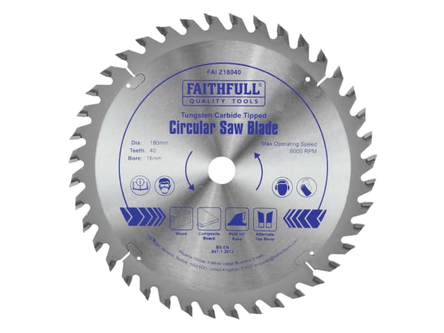 TCT Circular Saw Blade 180 x 16mm x 40T POS FAIZ18040