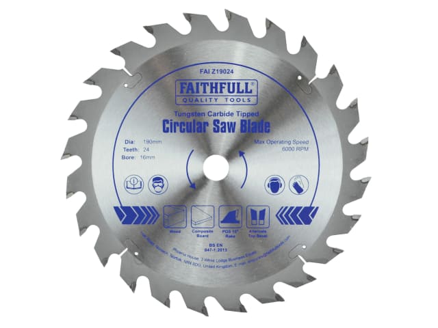 TCT Circular Saw Blade 190 x 16mm x 24T POS FAIZ19024