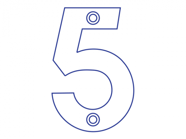 Numeral No.5 - Chrome Finish 75mm (3in) FGENUM5CH75 - Image 2