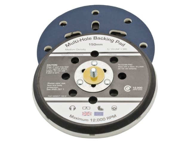 Dual Action Sander Pad 150mm PSA NO8 Multi Holes 5/16 + M8 Festo & Makita FLE17098