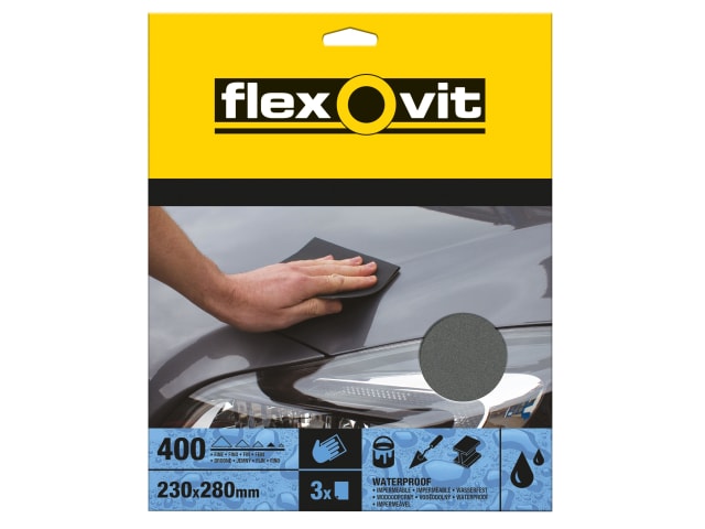 Waterproof Sanding Sheets 230 x 280mm Fine 400G (3) FLV26303