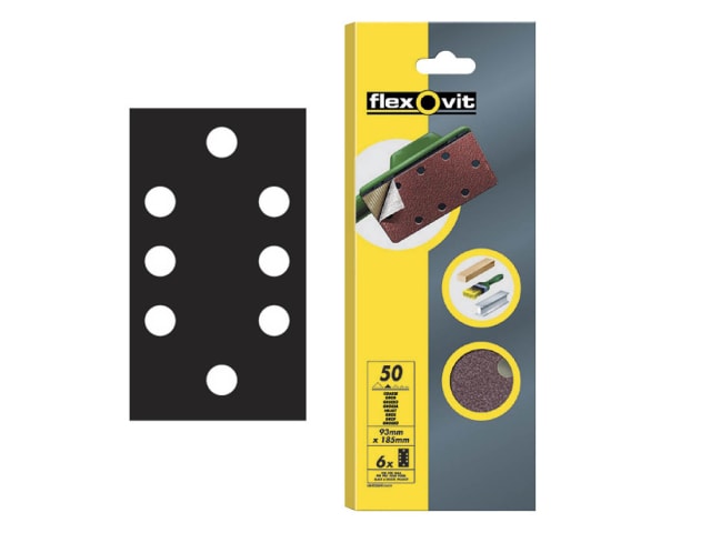 1/3 Sanding Sheets Quick Release Coarse 50 Grit (Pack 6) FLV26342