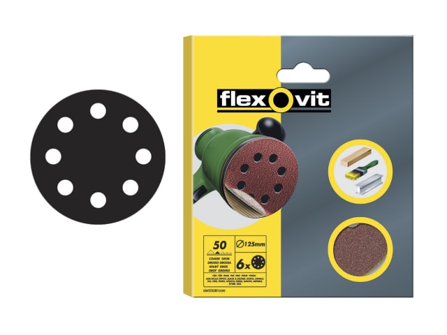 Hook & Loop Sanding Discs 115mm Coarse 50G (Pack 6) FLV26384