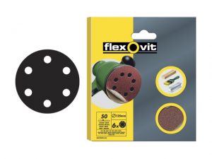 Hook & Loop Sanding Discs 150mm Coarse 50G (Pack 6) FLV26394