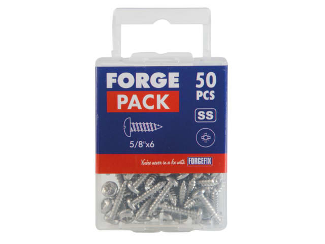 Self-Tapping Screw Pozi Compatible Pan A2 SS 5/8in x 6 ForgePack 50 FOR184935 - Image 2