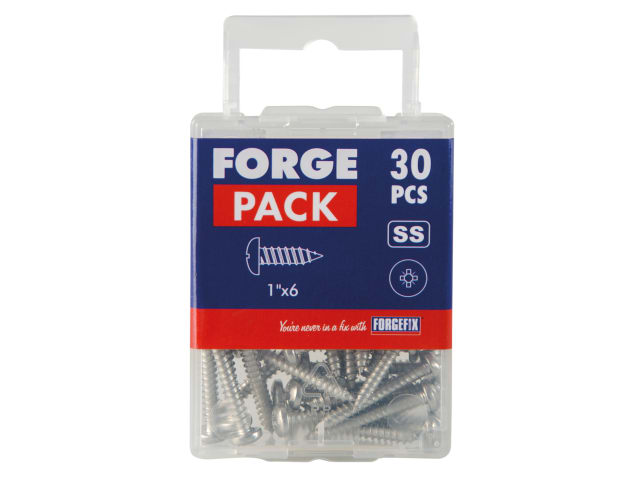 Self-Tapping Screw Pozi Compatible Pan A2 SS 1in x 6 ForgePack 30 FOR184997 - Image 2