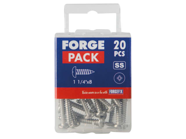 Self-Tapping Screw Pozi Compatible Pan A2 SS 1.1/4in x 8 ForgePack 20 FOR185147 - Image 2