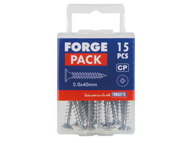 Multi-Purpose Screw Pozi Compatible CSK Chrome Plated 5.0 x 40mm ForgePack 15 FOR185444 - Image 2