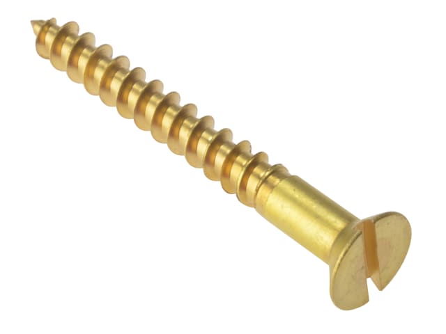 Wood Screw Slotted CSK Solid Brass 1.1/2in x 12 Box 200 FORCSK11212B