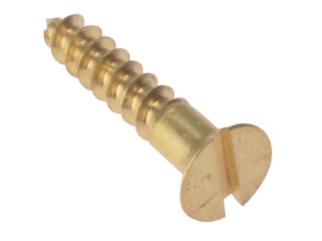 Wood Screw Slotted CSK Solid Brass 1.1/2in x 6 Box 200 FORCSK1126B