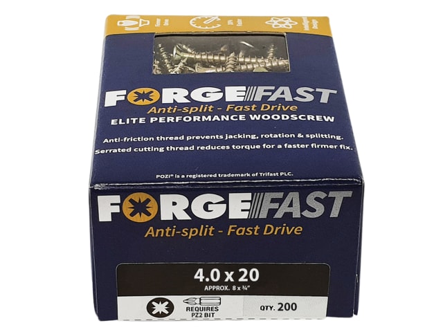 ForgeFast Pozi Compatible Elite Performance Wood Screw ZY 4.0 x 20mm Box 200 FORFFP420Y - Image 2